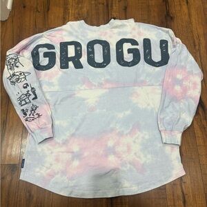 Disney Parks Star Wars Mandalorian Grogu Spirit Jersey Size Large Tie-Dye
